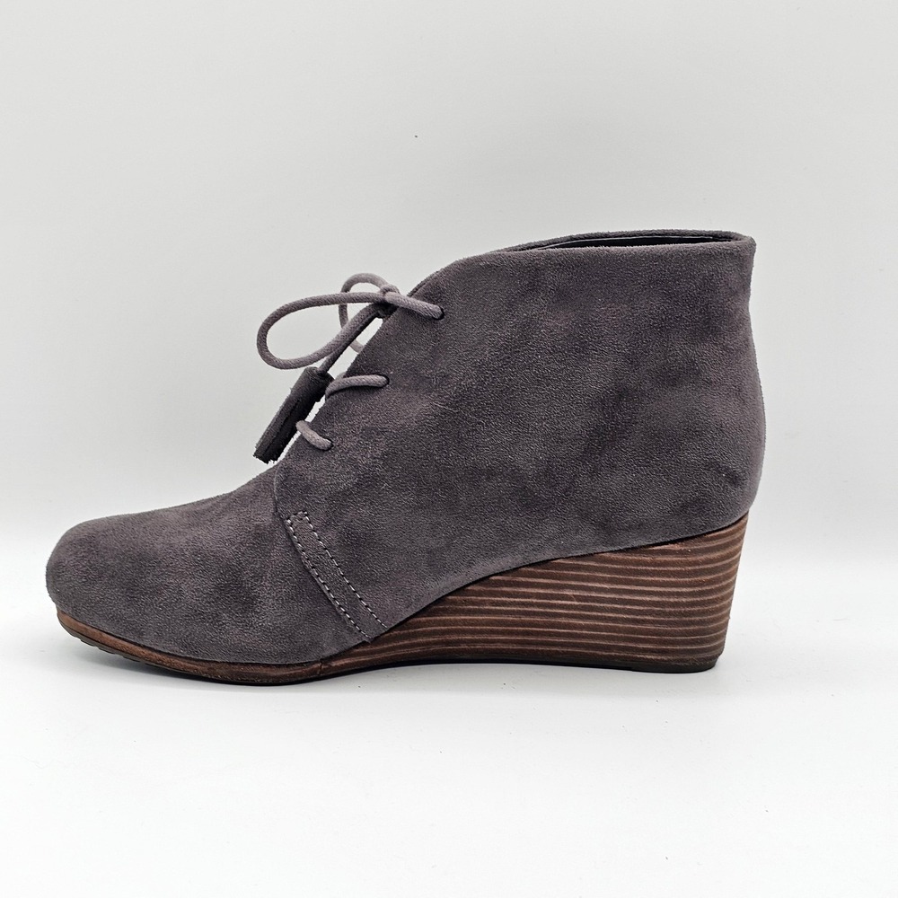 Dr Scholls Dakota Shoes Womens Size 7.5 Gray Wedge Ankle Booties Suede Comfort - Picture 3 of 13